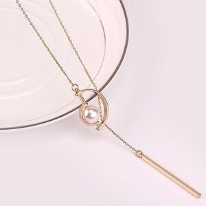 Bakod Jewelry Women Long Type Pearl Sweater Necklace Banquet Jewelry Adjustable
